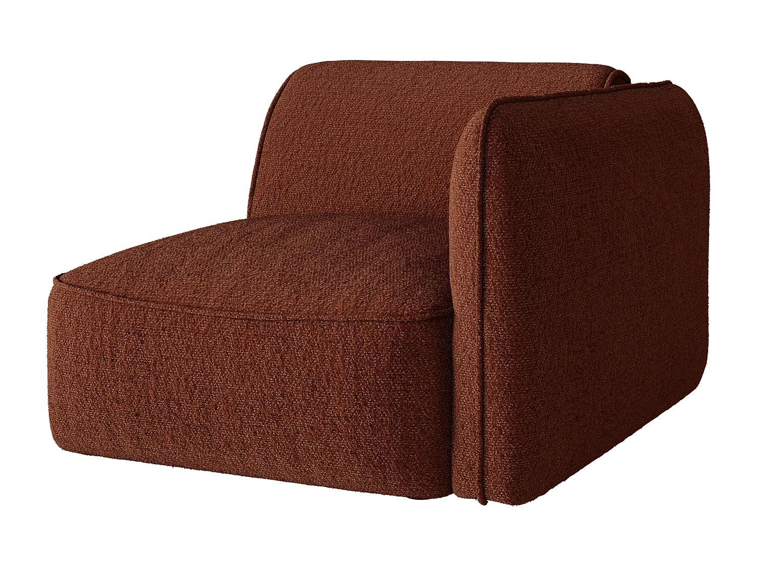 Fauteuil d'angle droit en tissu chenille terracotta CAMILIO de Maison Céphy