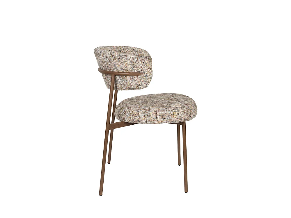 Claes - Lot de 2 chaises en tissu et métal - Beige