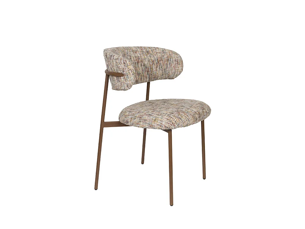 Claes - Lot de 2 chaises en tissu et métal - Beige