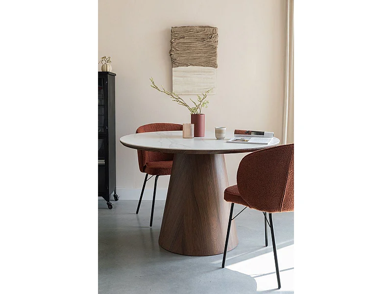 Almira, Table ronde bois mdf et céramique 115 cm