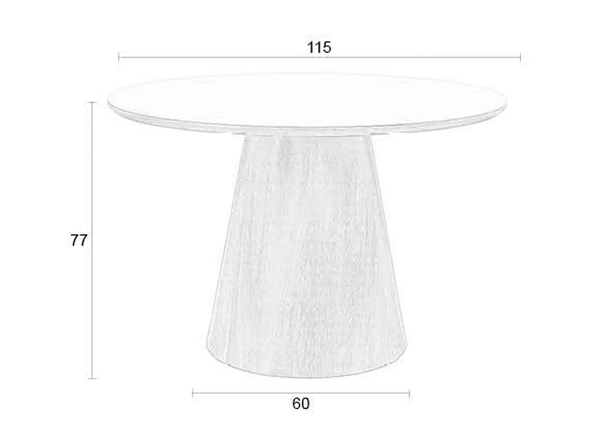 Almira, Table ronde bois mdf et céramique 115 cm