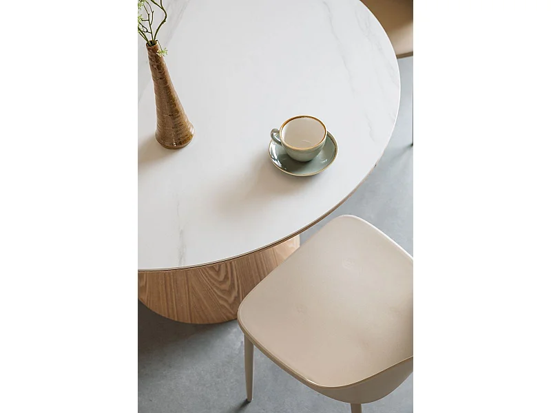 Almira, Table ronde bois mdf et céramique 115 cm