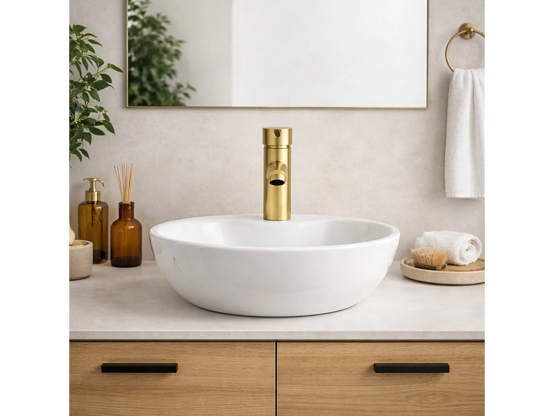 Deco Misturadora de lavatório baixo ouro escovado Essebagno