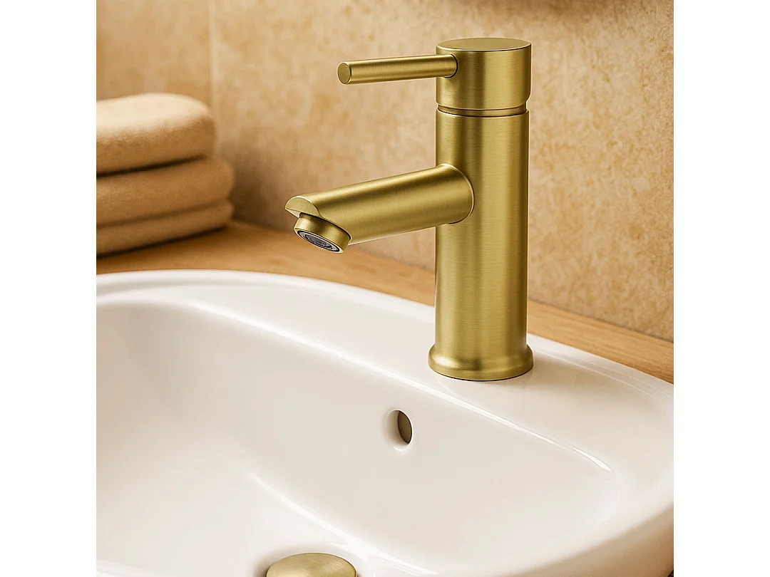 Deco Misturadora de lavatório baixo ouro escovado Essebagno