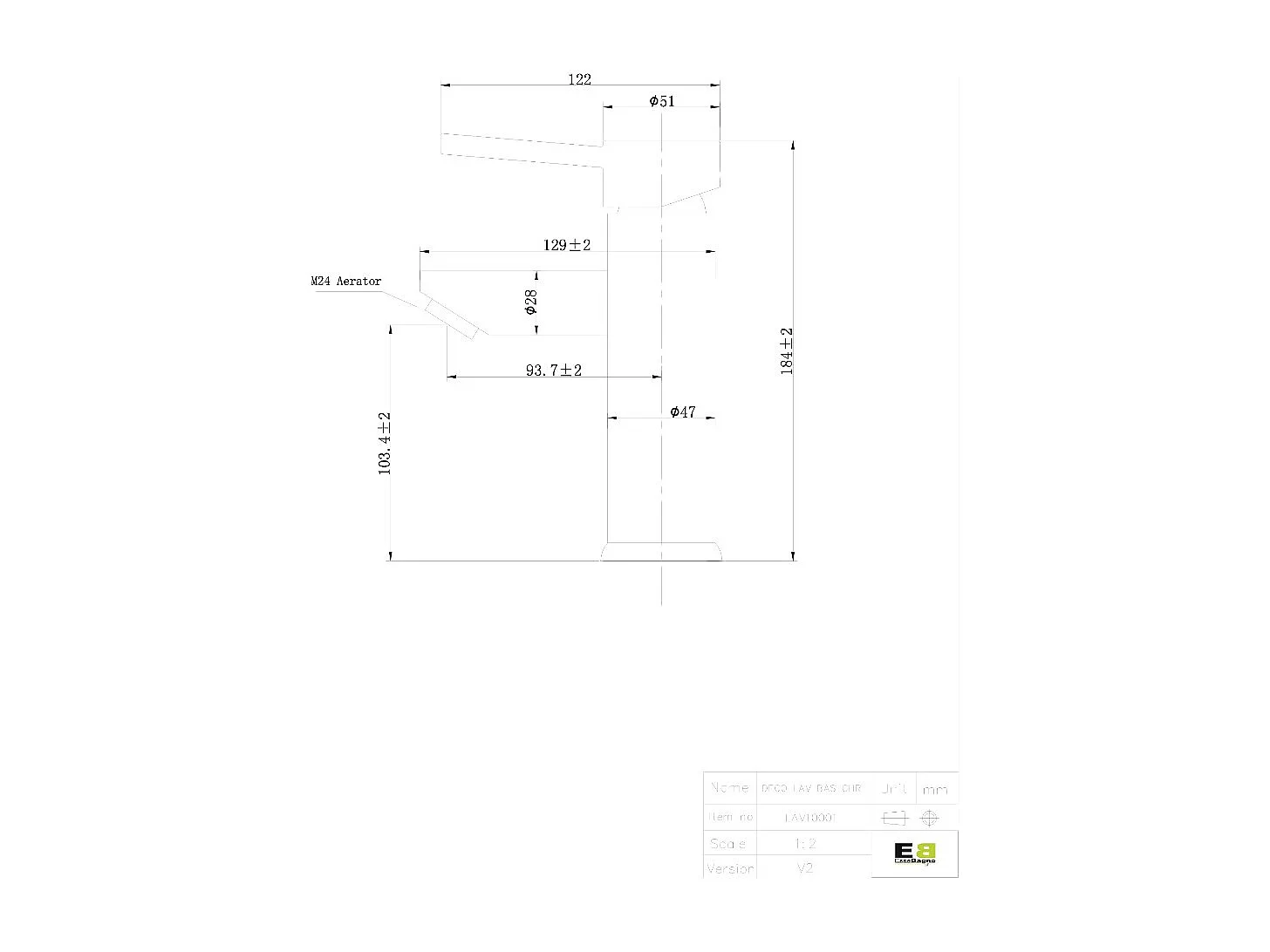 Deco misturador de lavatório baixo cromo Essebagno