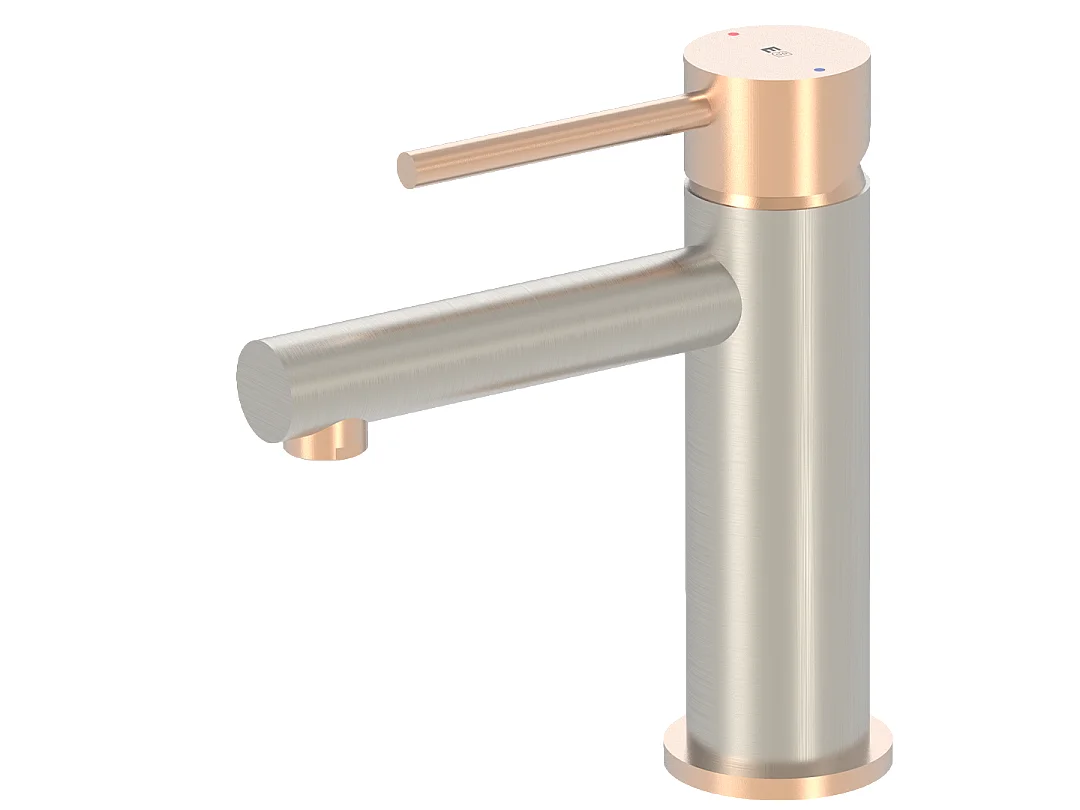 Envol Misturadora de lavatório baixo aço inoxidável e ouro rosa Essebagno