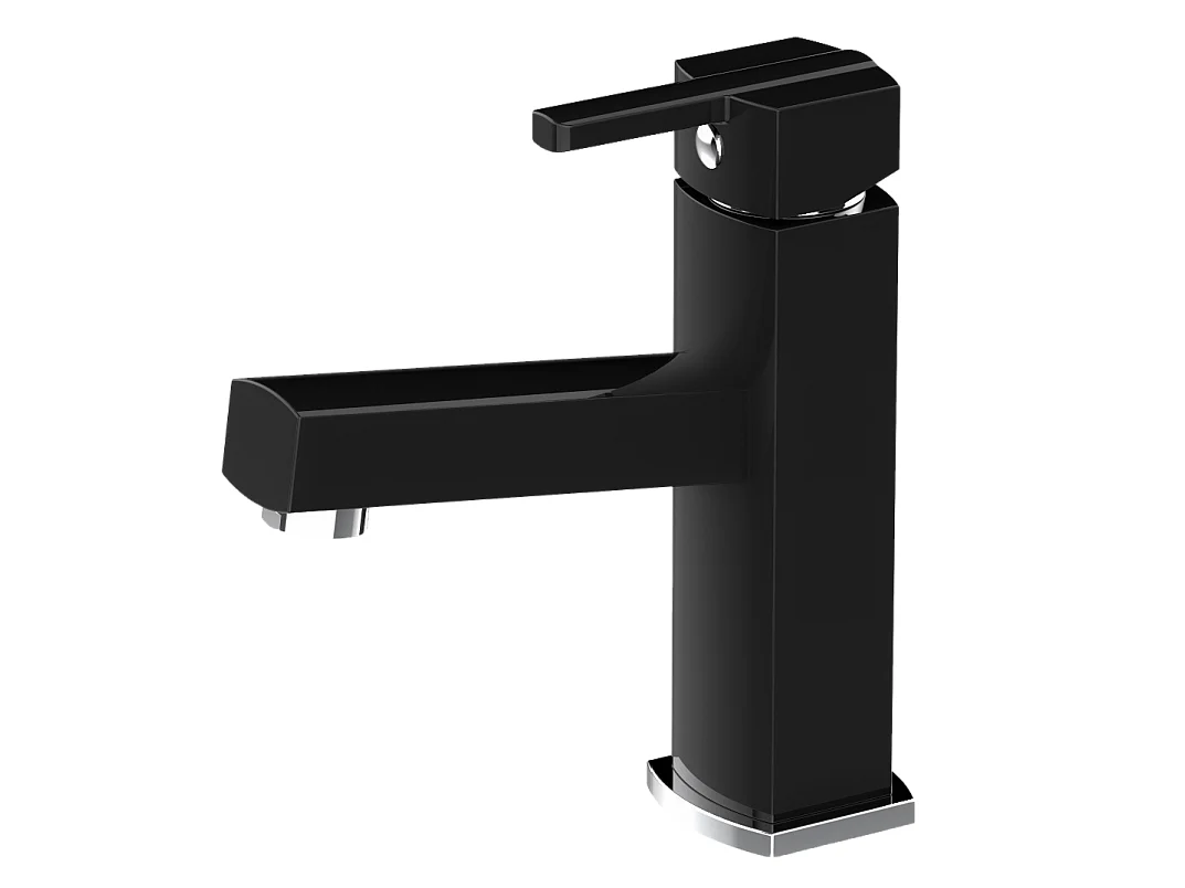 Scoop mitigeur lave-mains carré noir eau chaude et froide - Essebagno