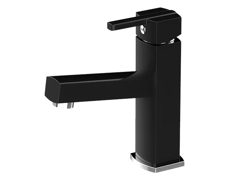 Scoop mitigeur lave-mains carré noir eau chaude et froide - Essebagno
