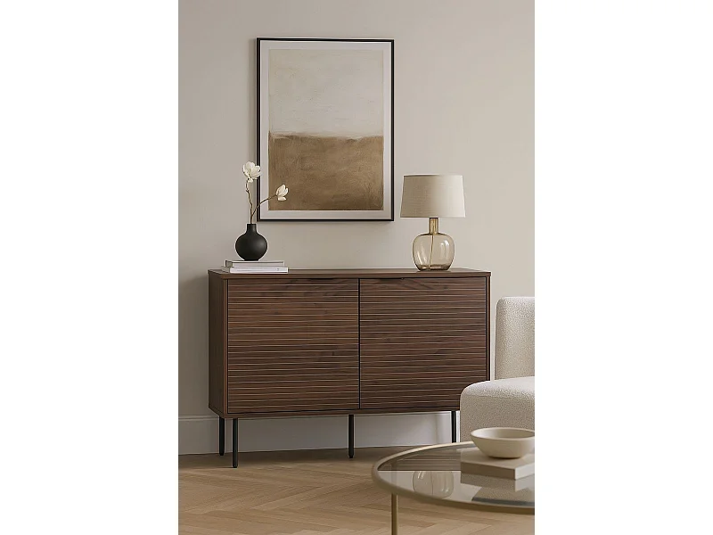 Buffet à rayures marron avec pieds métal noir