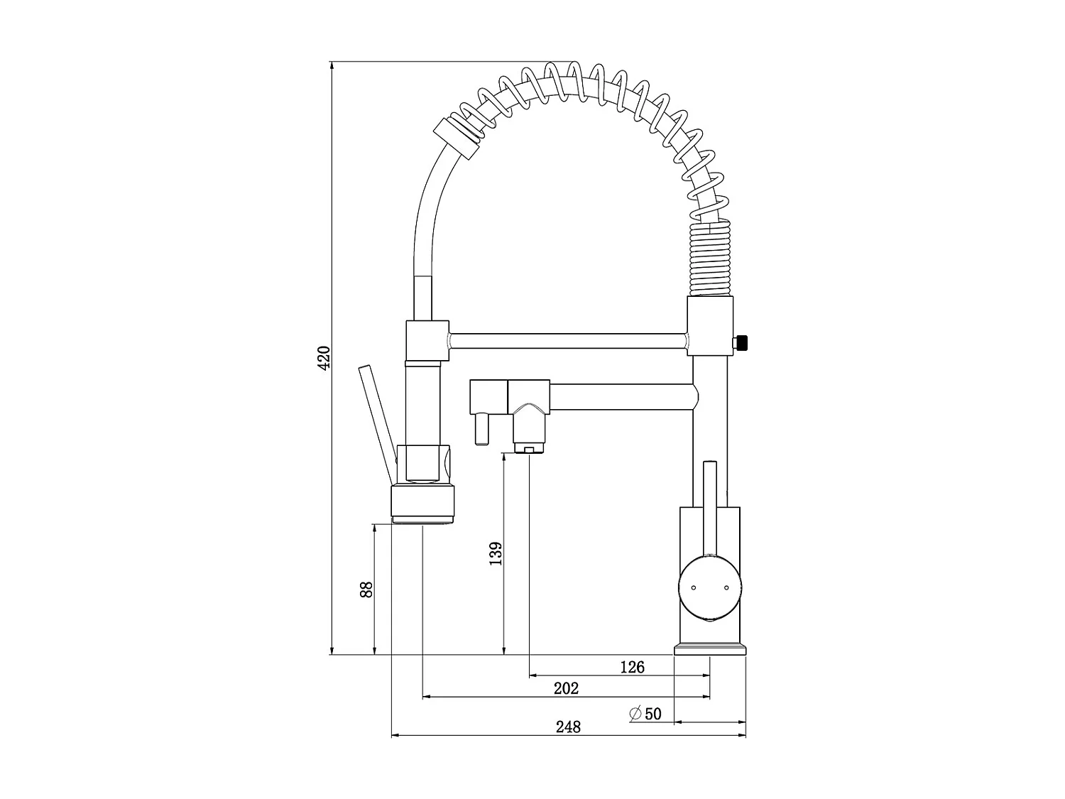 Logus Spültischmischer mit beweglicher Brause, Edelstahloptik Essebagno