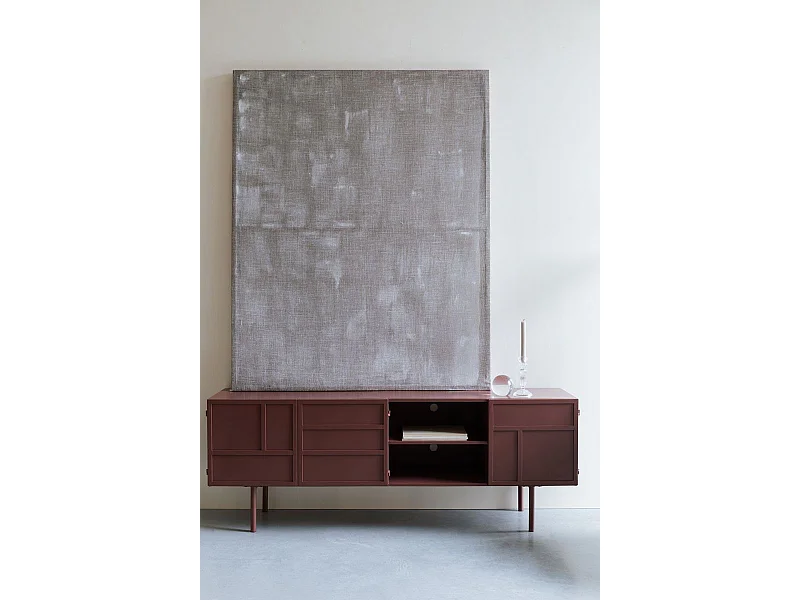 Buffet en métal rouge 105 cm, Design industriel