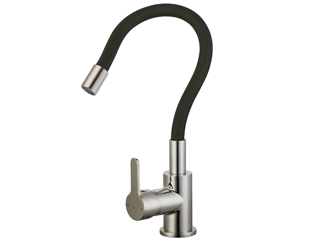 Mémory mitigeur évier façon inox avec flexible à mémoire de forme - Essebagno