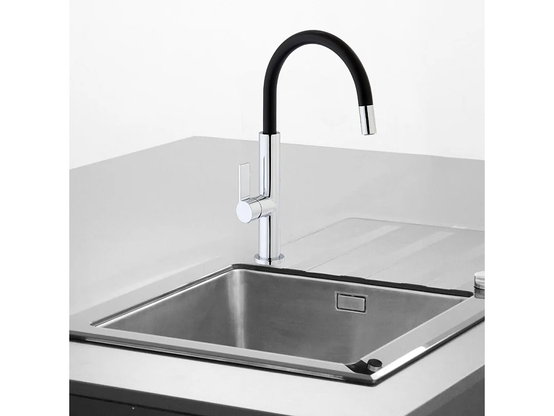 Reflet Spültischmischer Chrom und Schwarz Essebagno