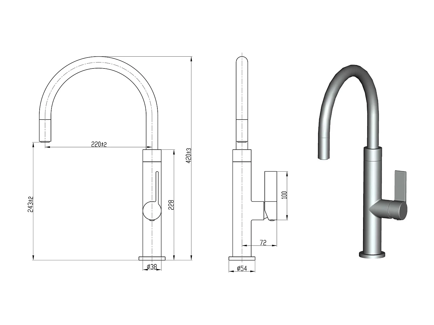 Reflet Spültischmischer Chrom und Schwarz Essebagno