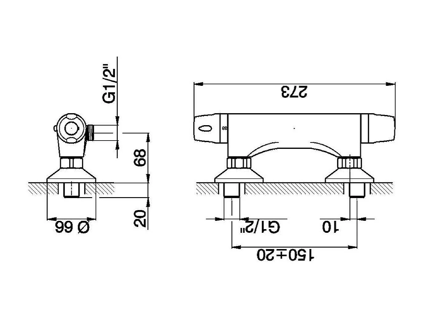 Glam Misturador termostático para chuveiro cromado Huber