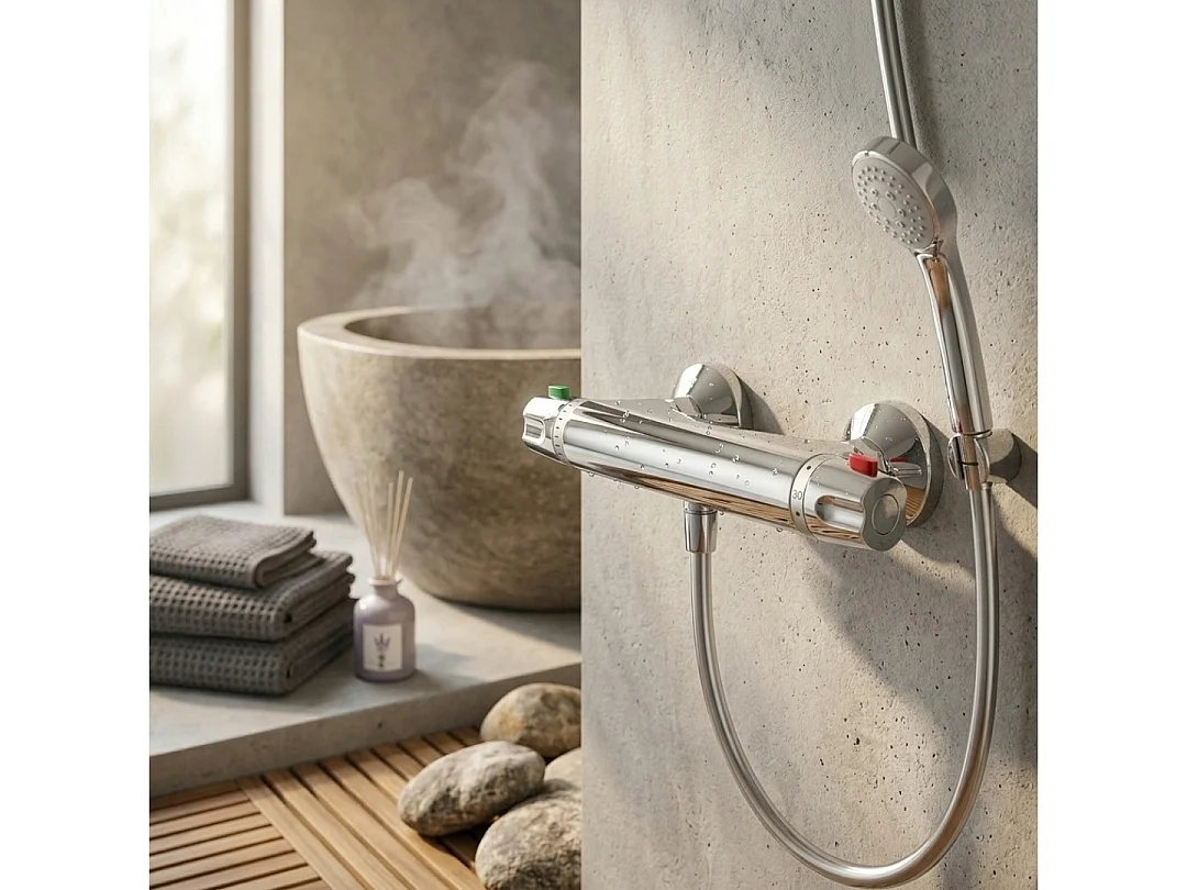 Glam mitigeur douche thermostatique chromé - Huber