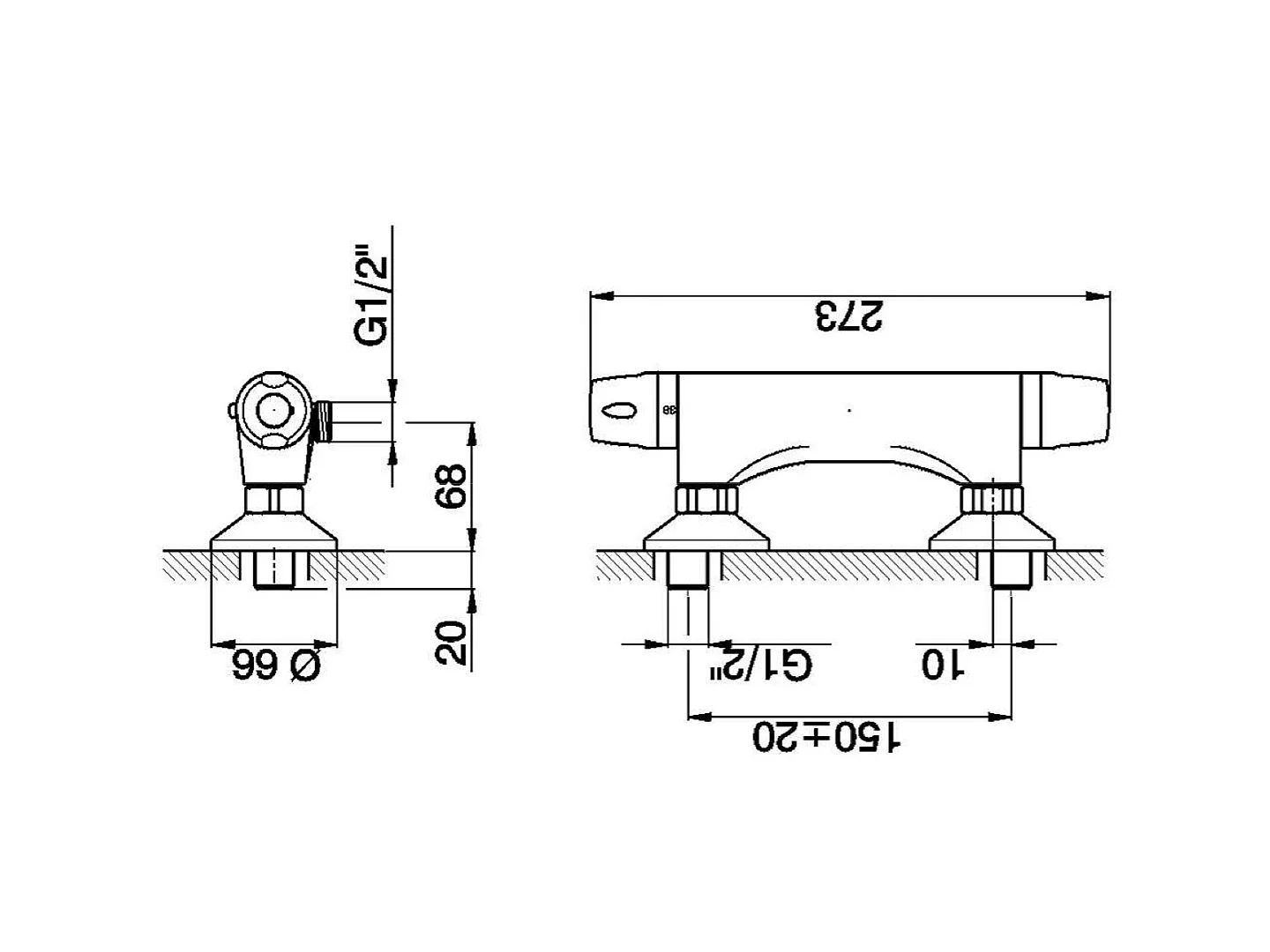 Glam mitigeur douche thermostatique chromé - Huber