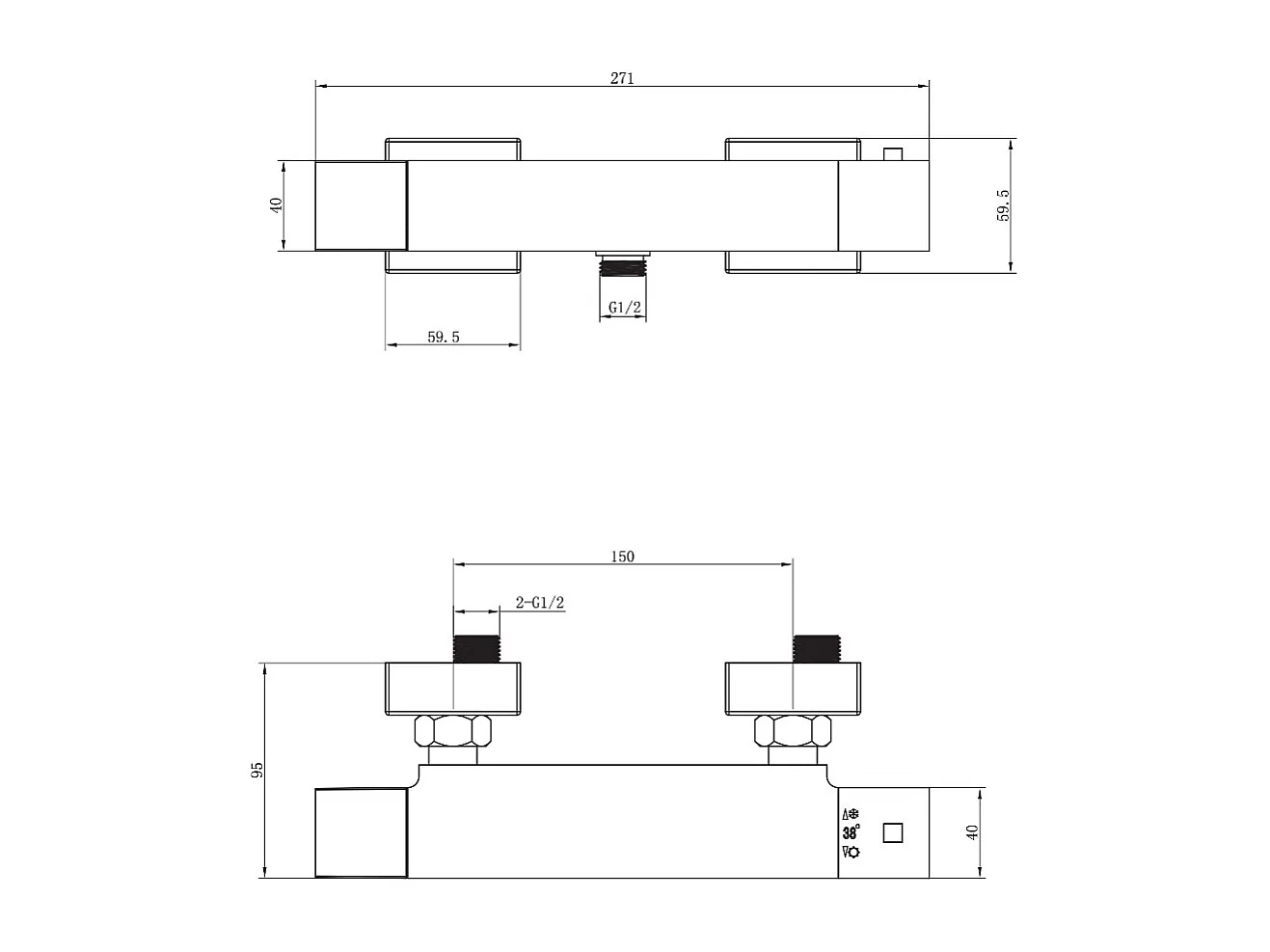 Encarre Misturador termostático para chuveiro cromado Essebagno