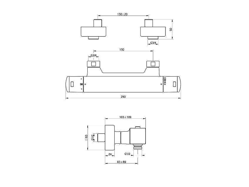 Munchen mitigeur douche thermostatique chromé - Huber