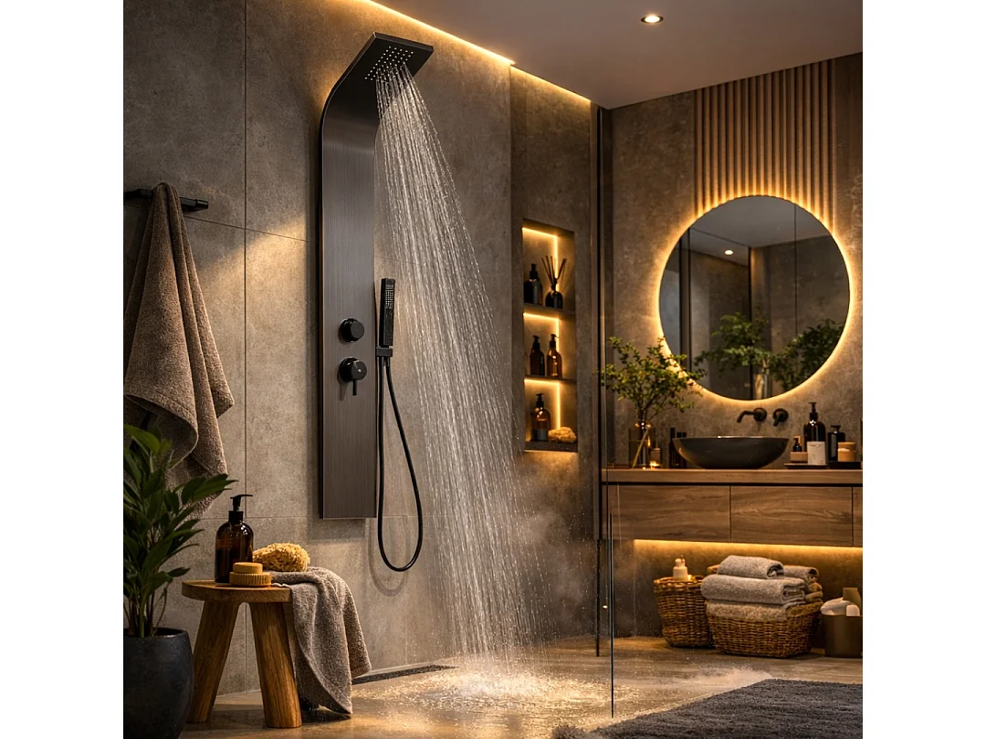 Essegun mechanische Duschkonsole in Metallic-Grau Essebagno