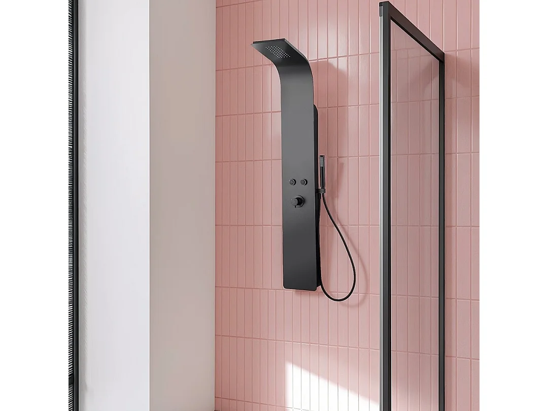 Esseblack and Black panel de ducha mecánico negro Essebagno