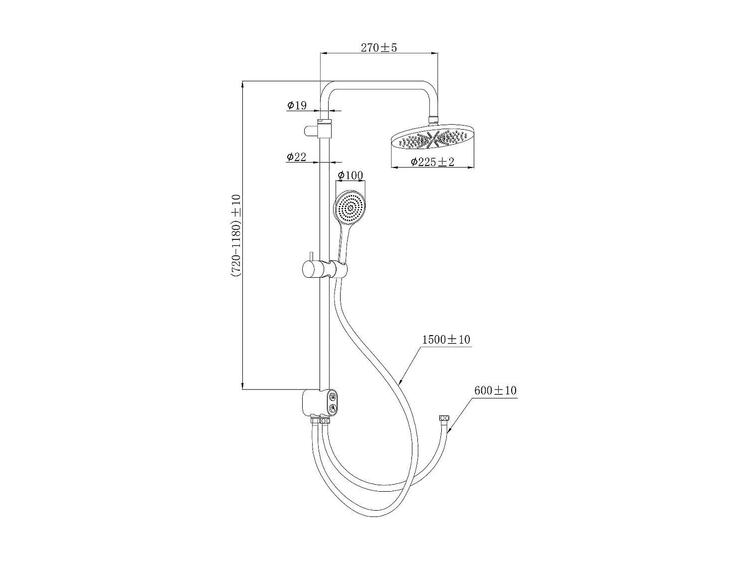 Essesmart kolumna prysznicowa bez baterii mieszającej chromowana - Essebagno