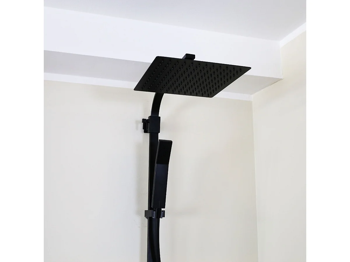 Essekadra columna de ducha sin mezclador negra Essebagno