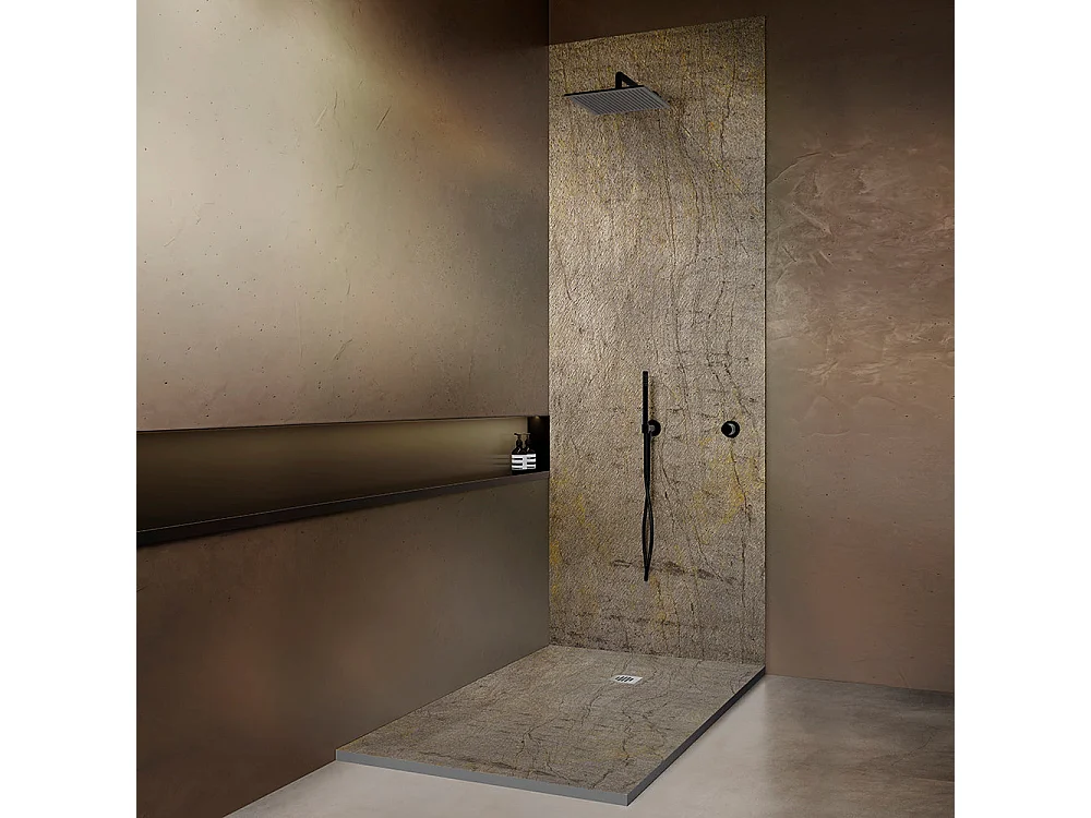 Panneau mural pour salle de bain en pierre naturelle ardoise claire 250x100 cm Épaisseur 3mm recoupable et perçable