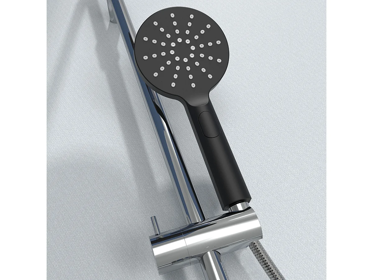 Essesmart columna de ducha sin mezclador cromada y negra Essebagno