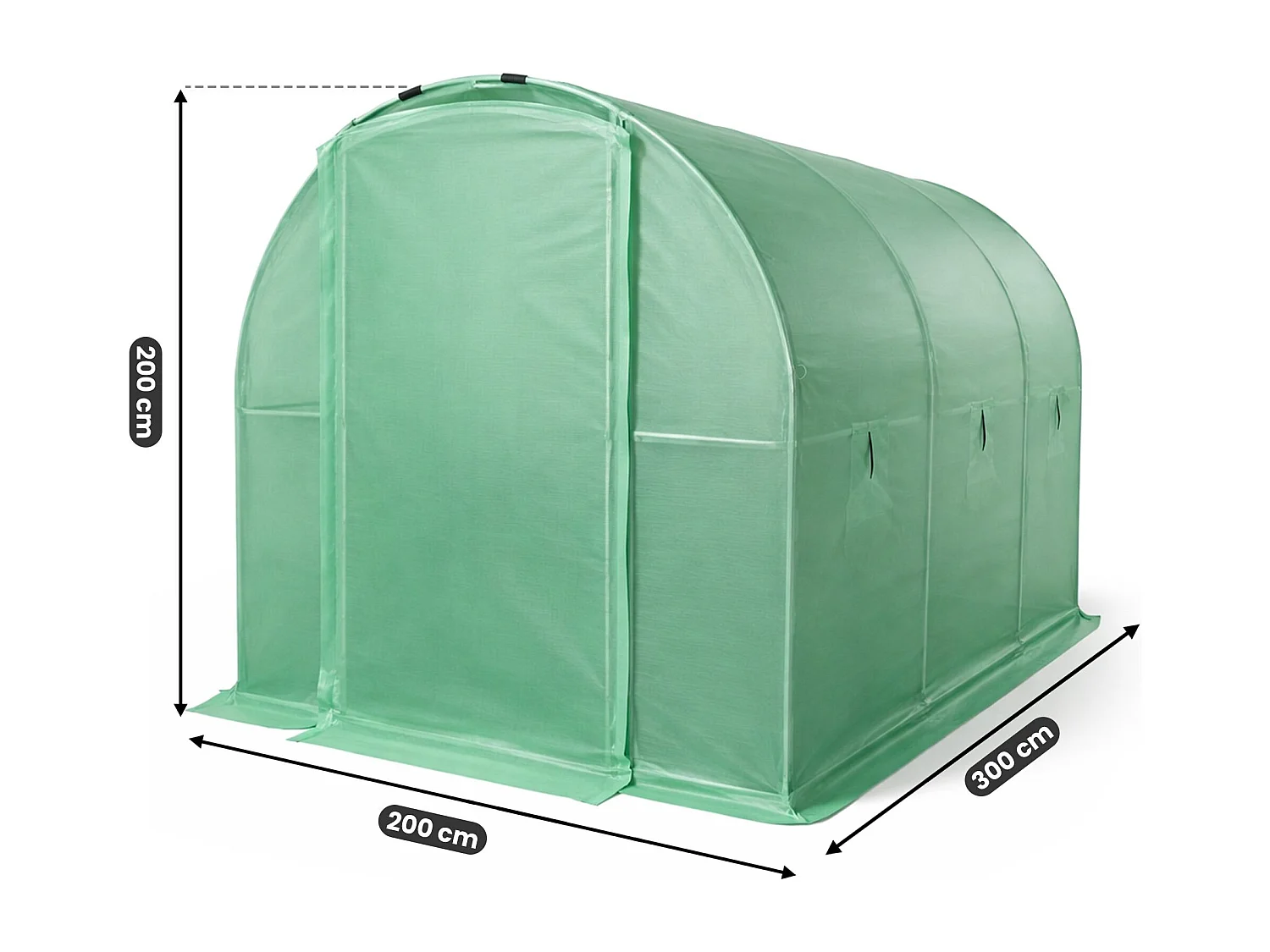 Kweekkas met Deur / Tuinkas met 6 Vensters / Foliekas / Groen / 200x300x200 cm