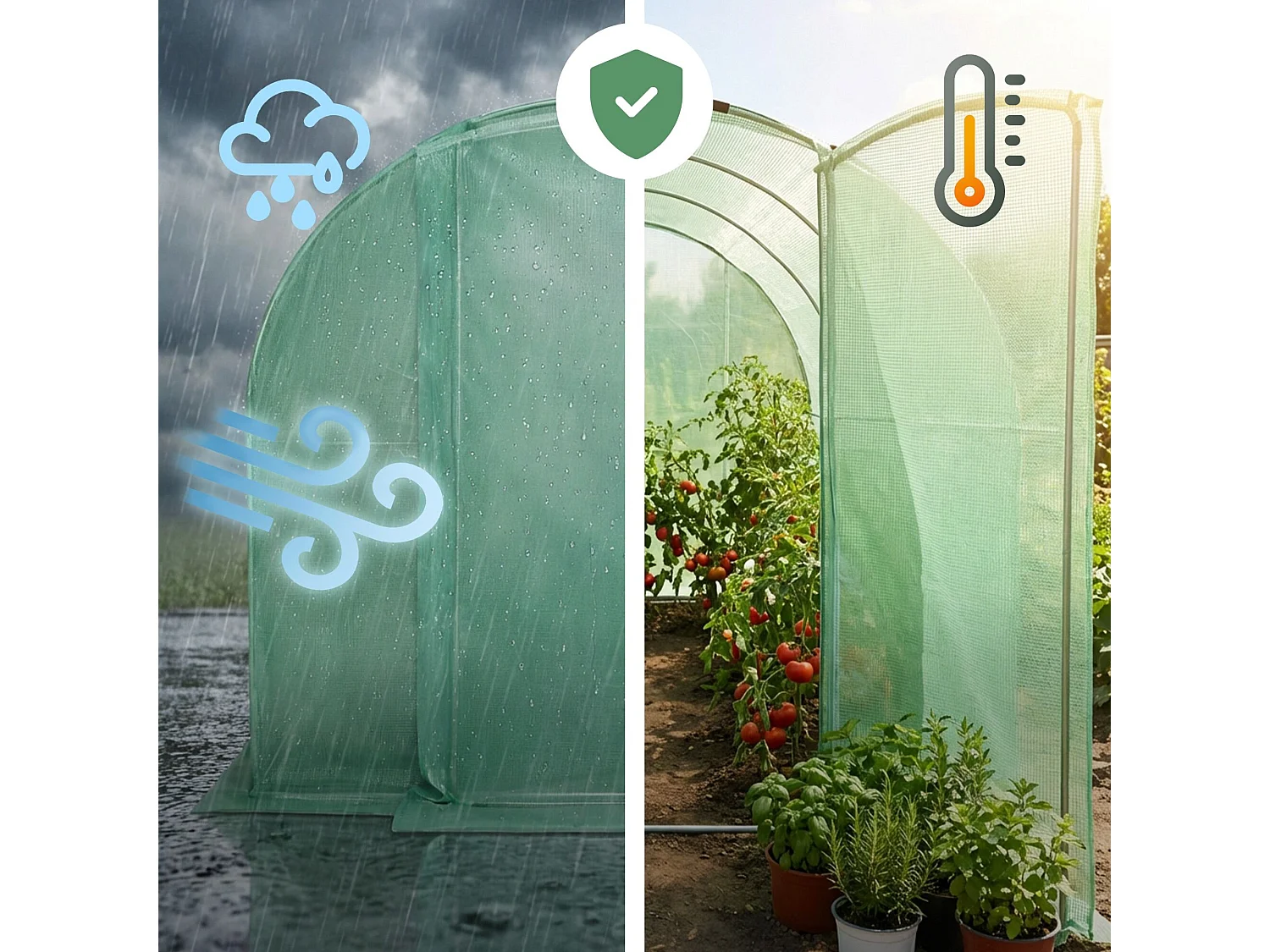 Kweekkas met Deur / Tuinkas met 6 Vensters / Foliekas / Groen / 200x300x200 cm