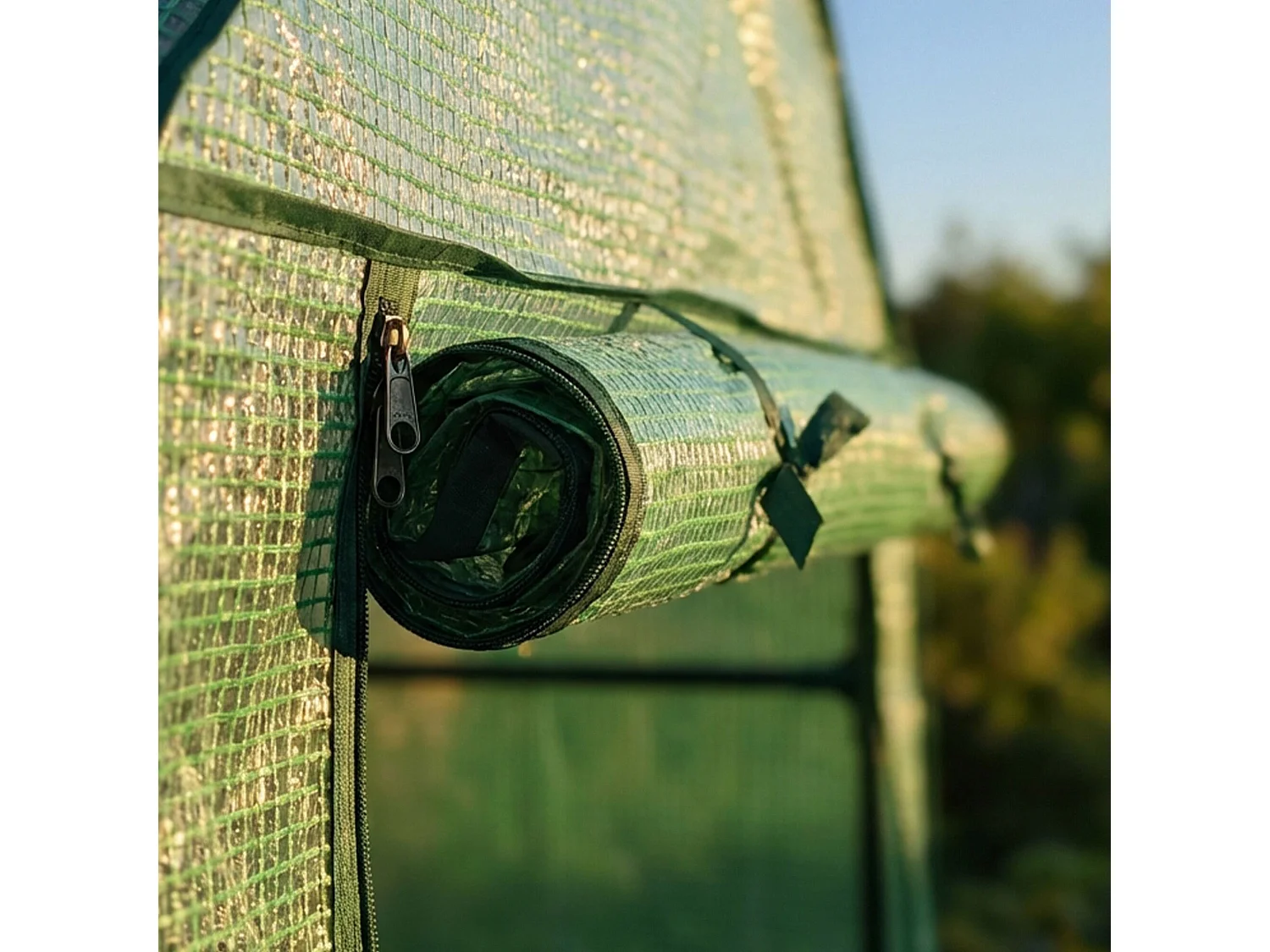 Tuinkas MINI met Legplanken op meerdere niveaus / Broeikas met oprolbare kasdeur / Foliekas / Groen / 143x73x195 cm