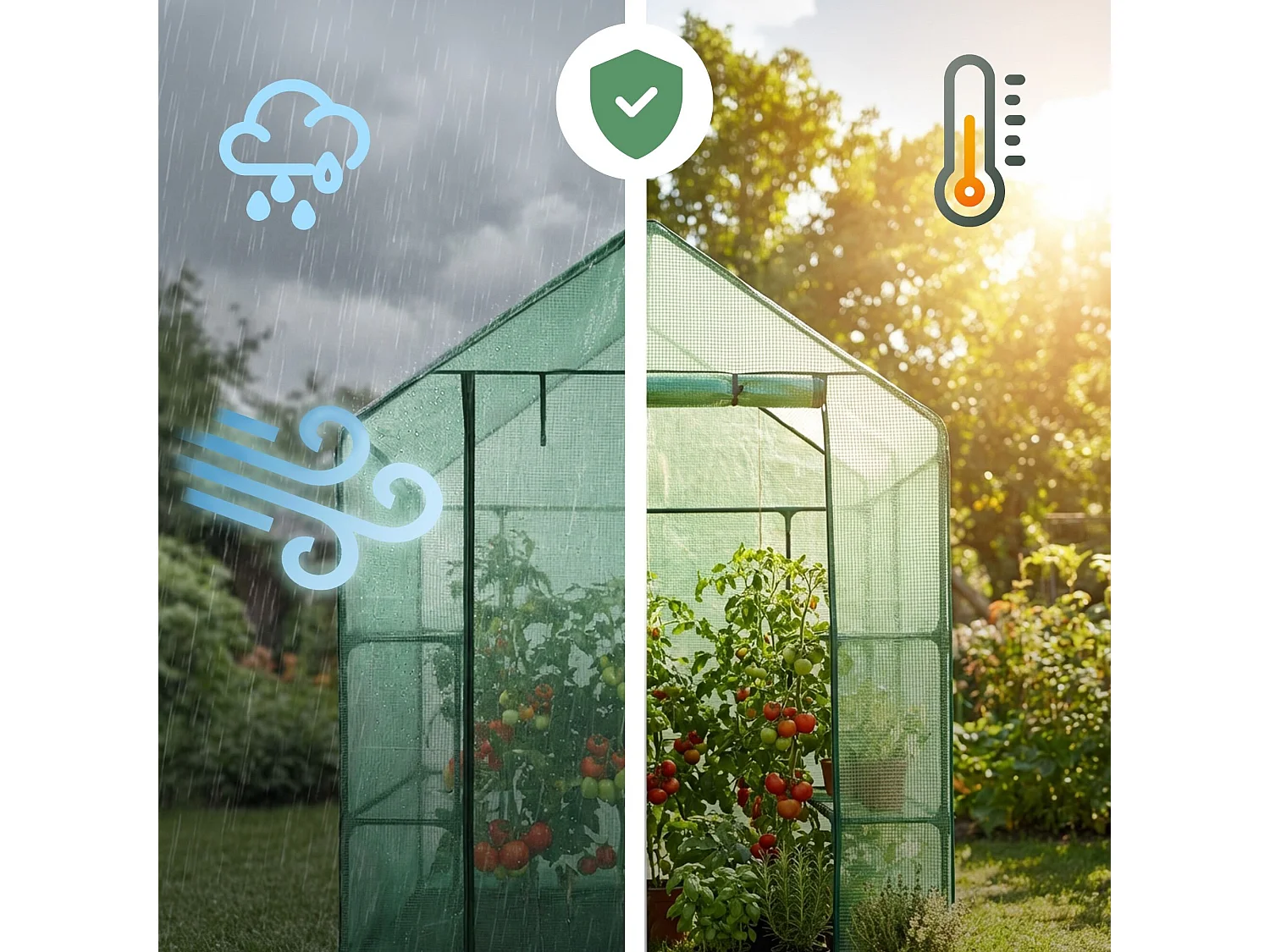 Tuinkas MINI met Legplanken op meerdere niveaus / Broeikas met oprolbare kasdeur / Foliekas / Groen / 143x73x195 cm