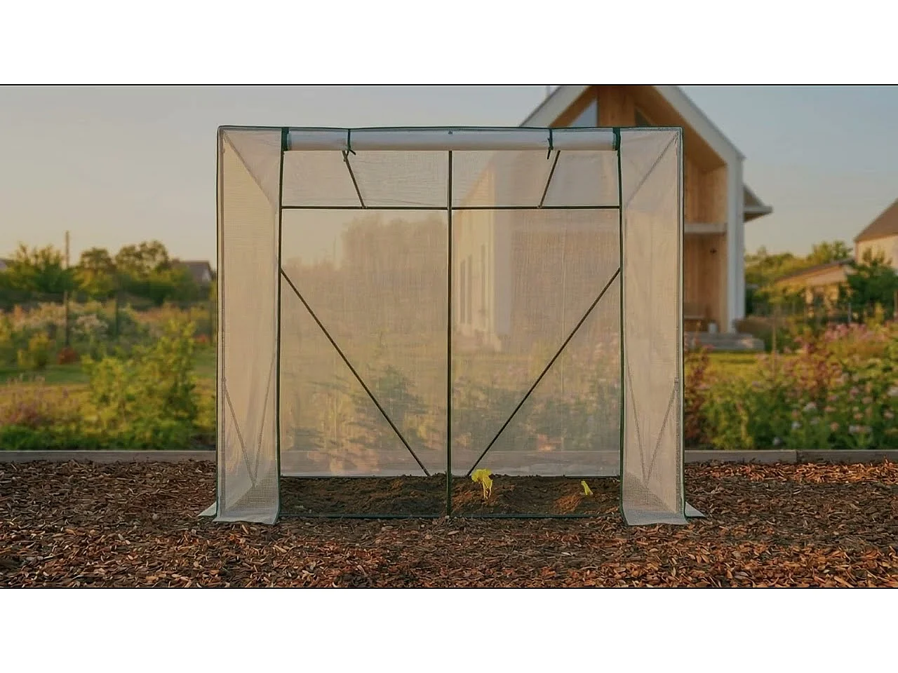 Serre de jardin maisonnette avec structure en métal et bâche en PE 1 porte 2 fenêtres Verte 202x80x170 cm