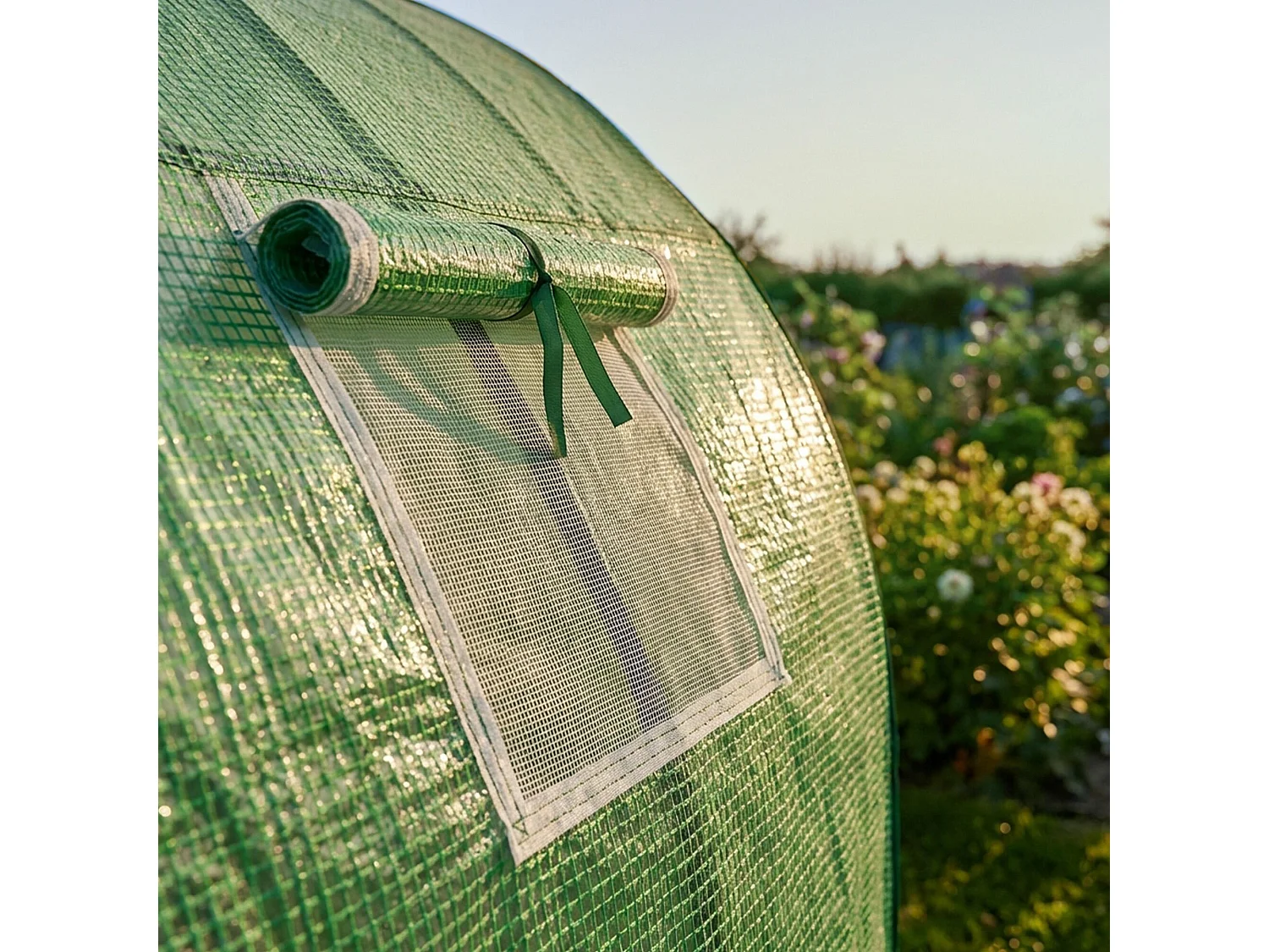 Muurkas met oprolbare kasdeur / Tuinkas met Venster / Foliekas / Groen / 100x200x210 cm