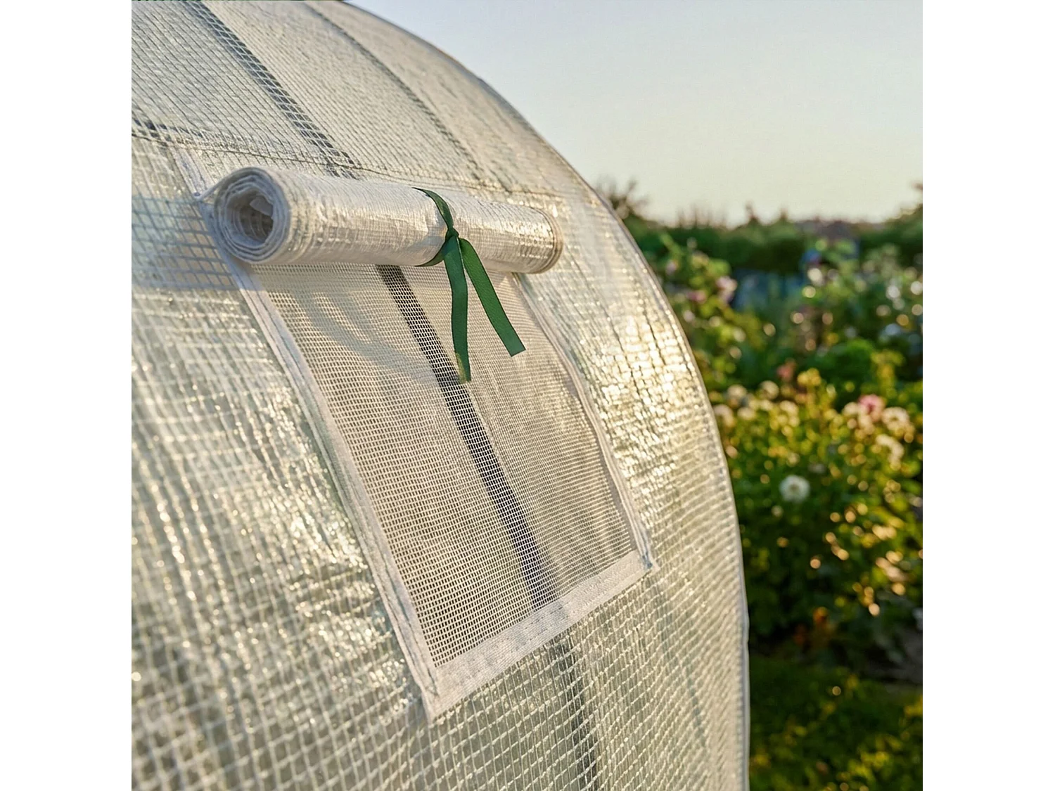 Muurkas met oprolbare kasdeur / Tuinkas met Venster / Foliekas / Wit / 100x200x210 cm