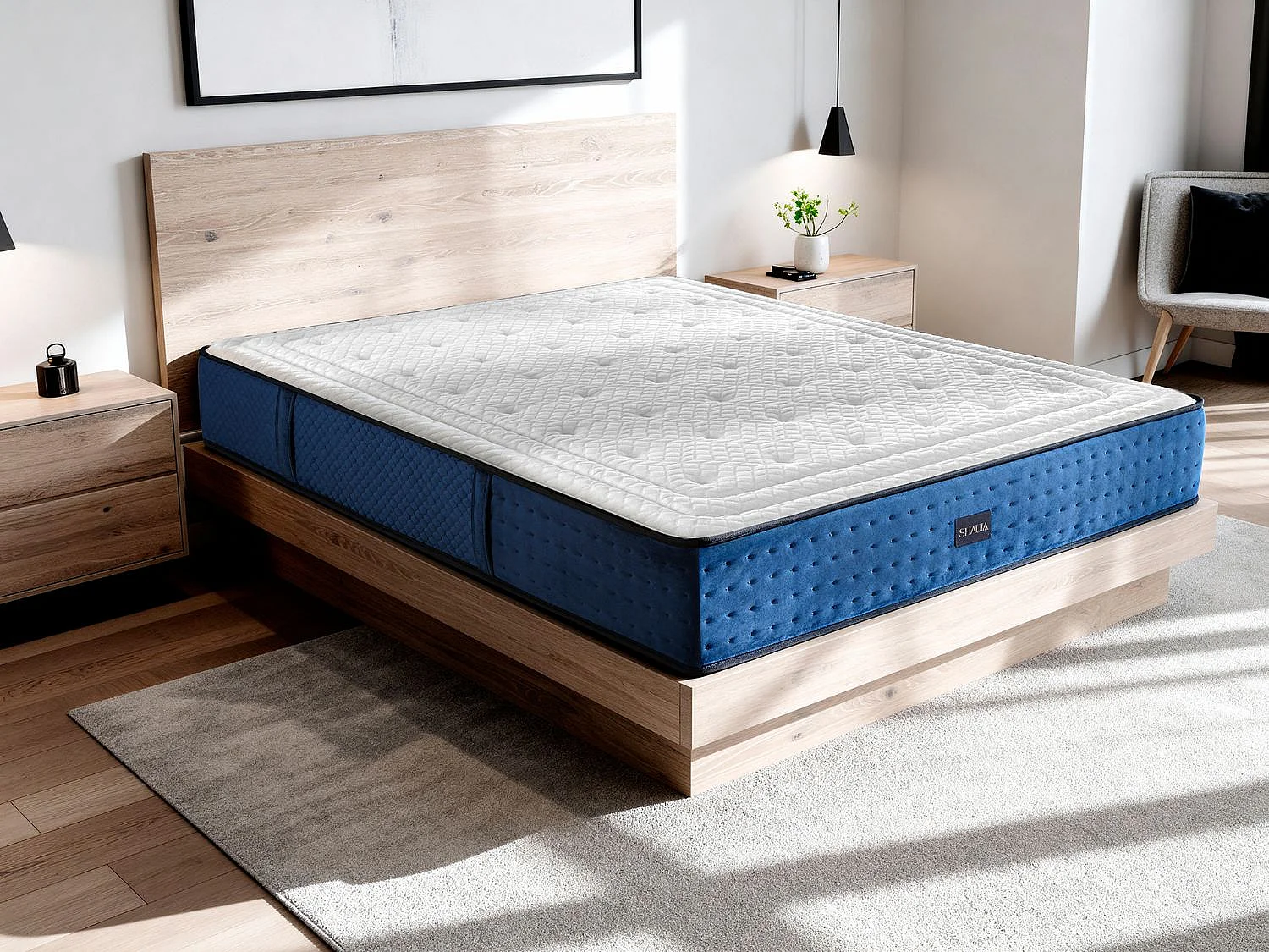 Matelas en mousse SHAULA ELYSIUM 150x190 cm – Hauteur 30 cm avec 2 cm de mousse à mémoire de forme de chaque côté