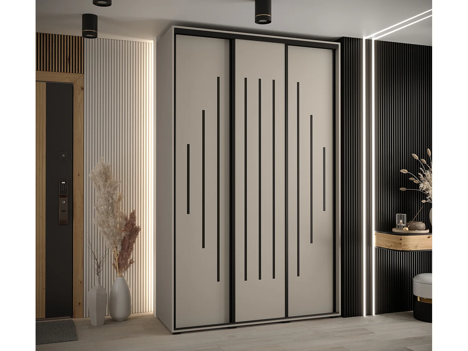 KAST DAKOTA 12 MET SCHUIFDEUREN 235,2/150/60 3 deuren (Kasjmier/Zwart)