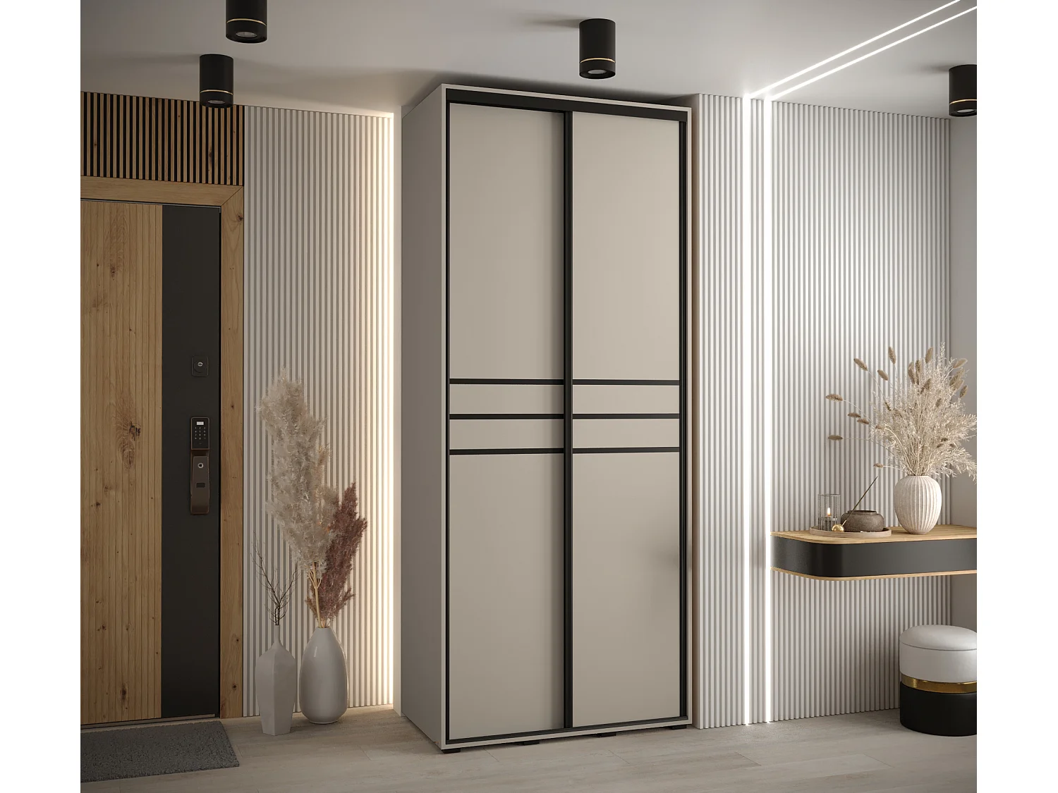 KAST DAKOTA 10 MET SCHUIFDEUREN 235,2/120/60 2 deuren (Kasjmier/Zwart)