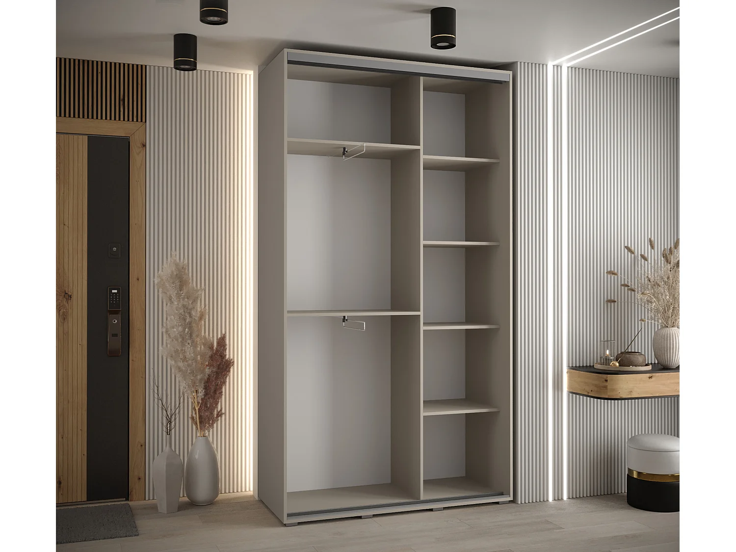 KAST DAKOTA 8 MET SCHUIFDEUREN 235,2/140/45 2 deuren (Kasjmier/Zwart)