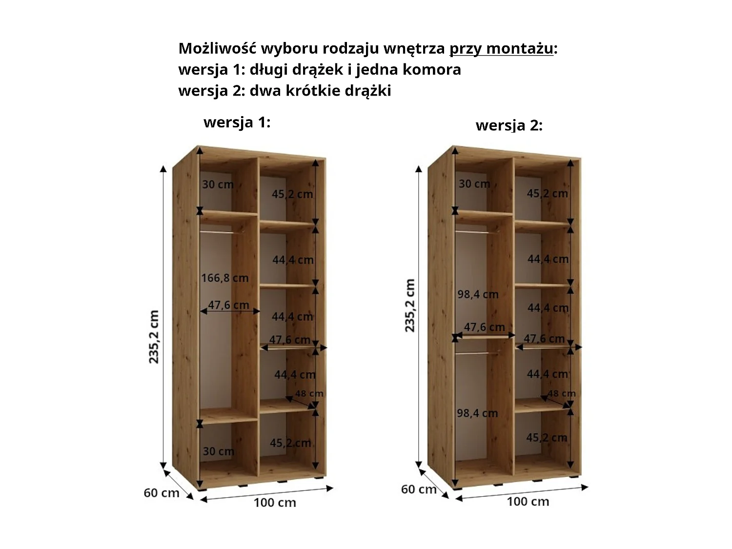 ARMOIRE DAKOTA 12 À PORTES COULISSANTES 235,2/100/60 2 portes (Cashmere/Noir)