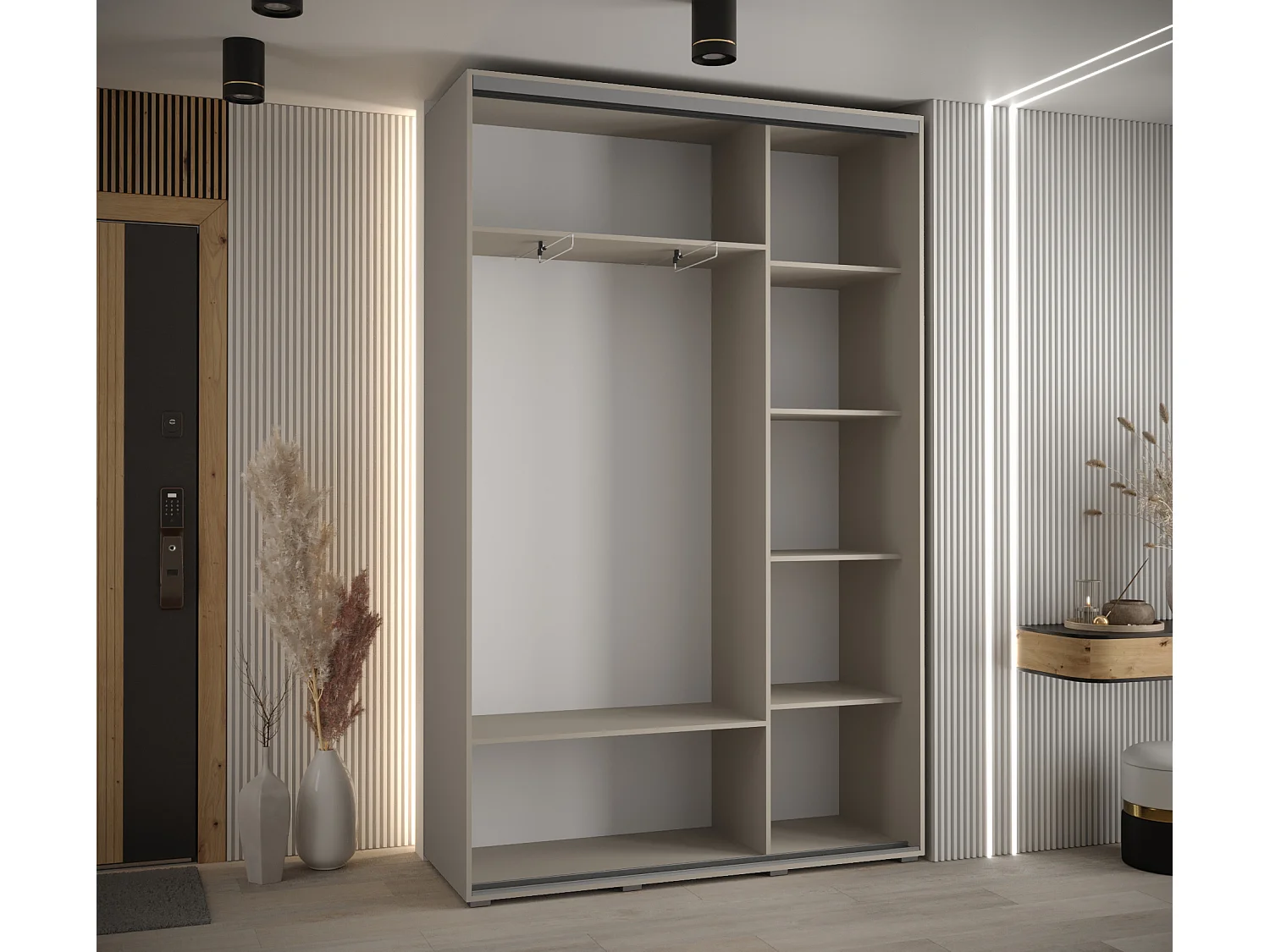 KAST DAKOTA 13 MET SCHUIFDEUREN 235,2/150/45 3 deuren (Kasjmier/Zwart)