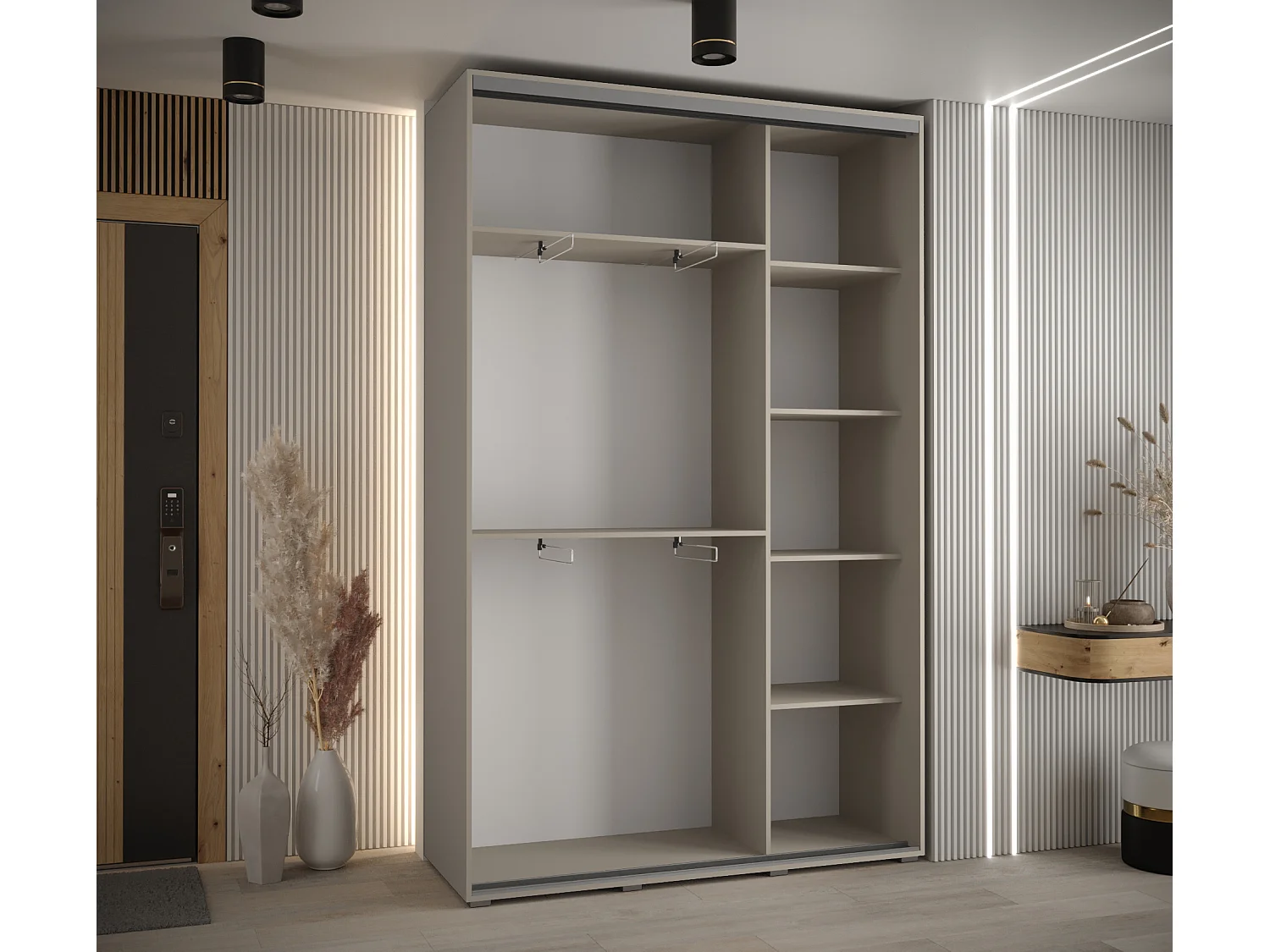 KAST DAKOTA 13 MET SCHUIFDEUREN 235,2/150/45 3 deuren (Kasjmier/Zwart)