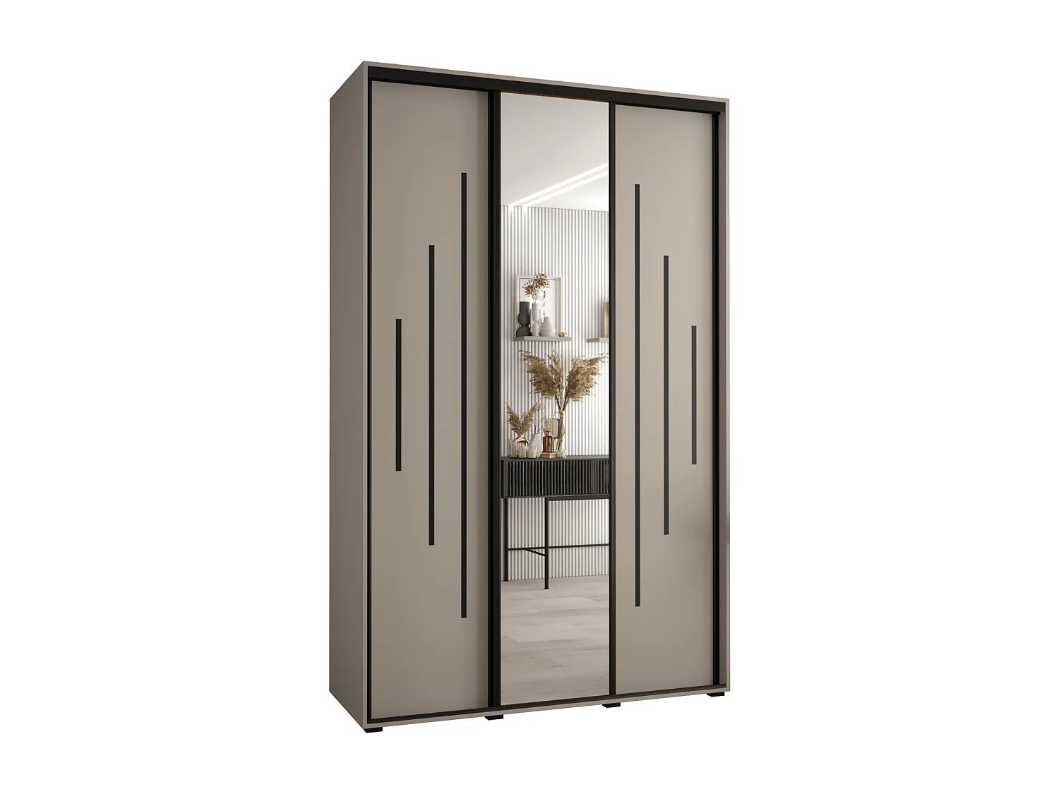 KAST DAKOTA 13 MET SCHUIFDEUREN 235,2/150/45 3 deuren (Kasjmier/Zwart)