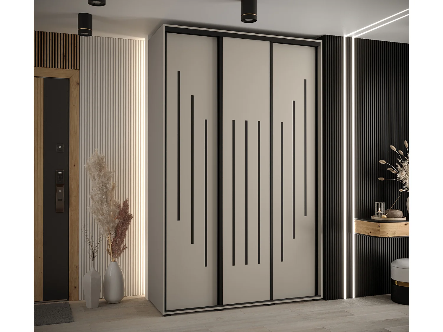 KAST DAKOTA 8 MET SCHUIFDEUREN 235,2/150/45 3 deuren (Kasjmier/Zwart)