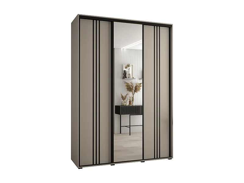 ARMOIRE DAKOTA 7 À PORTES COULISSANTES 235,2/170/45 3 portes (Cashmere/Noir)