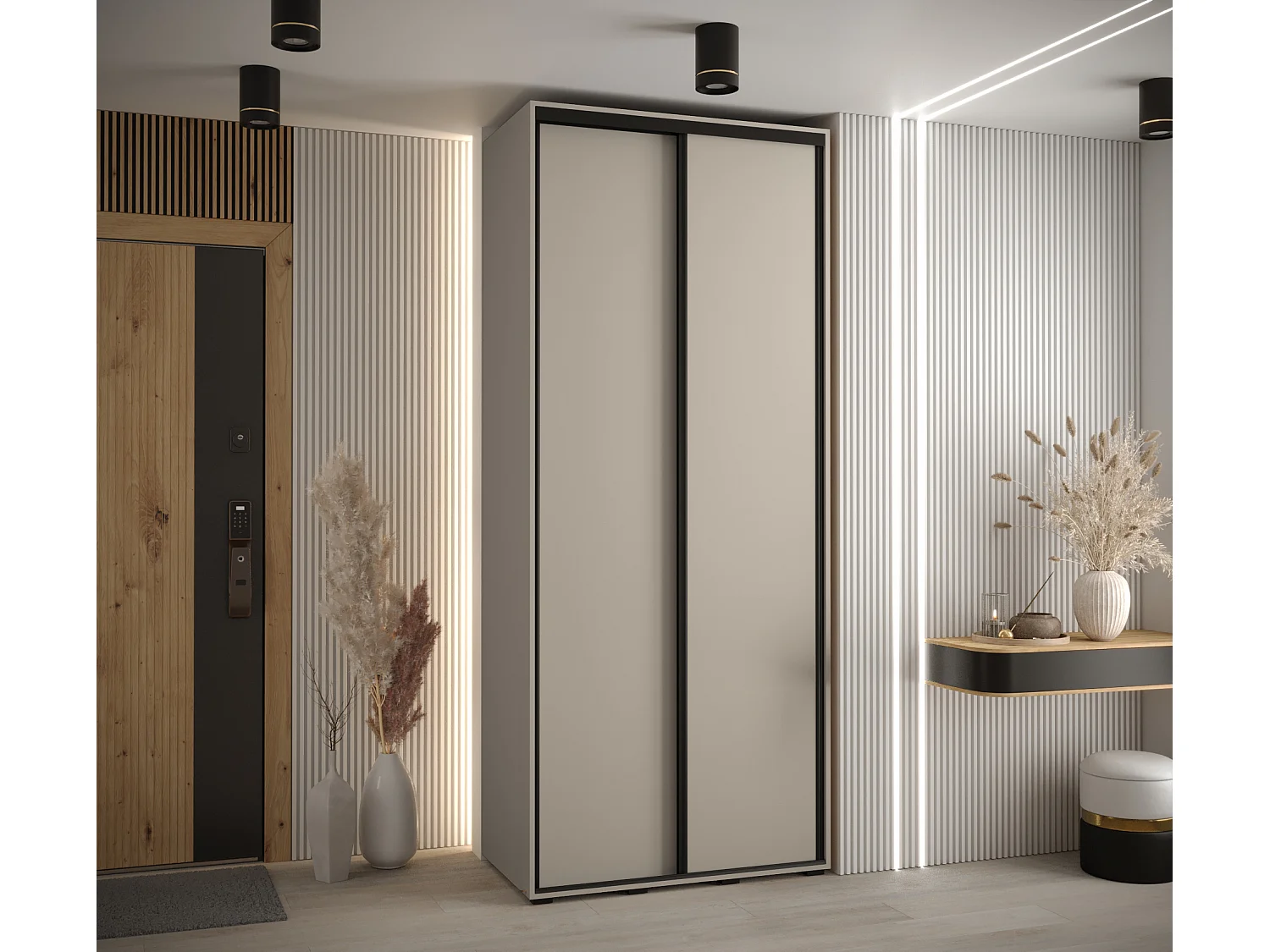 ARMOIRE DAKOTA 1 À PORTES COULISSANTES 235,2/110/45 2 portes (Cashmere/Noir)