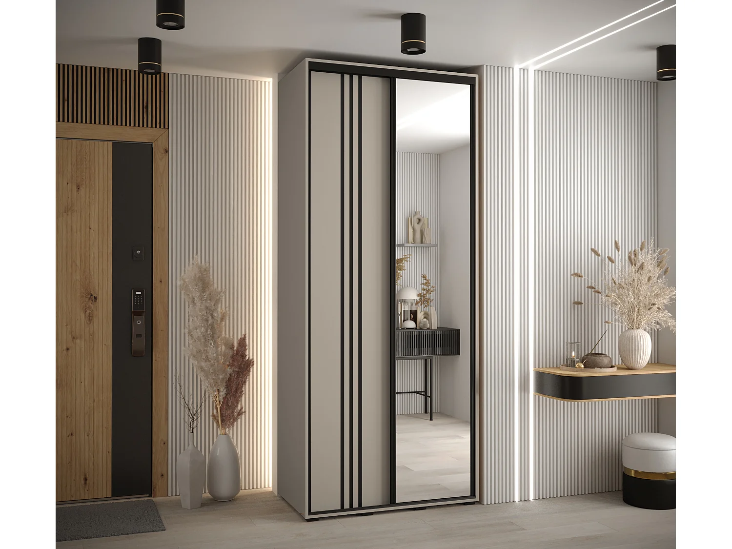 KAST DAKOTA 7 MET SCHUIFDEUREN 235,2/120/60 2 deuren (Kasjmier/Zwart)