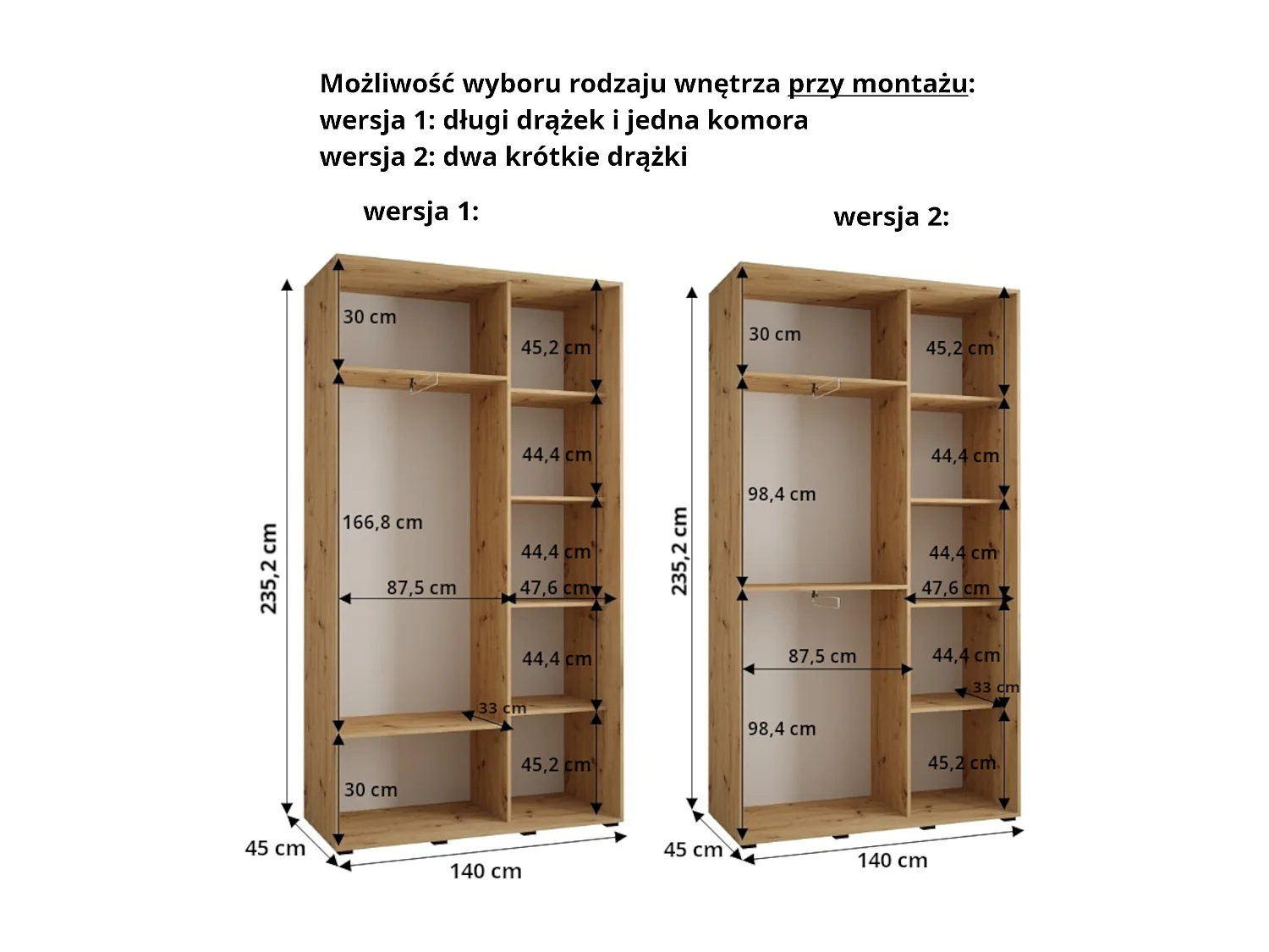 KAST DAKOTA 12 MET SCHUIFDEUREN 235,2/140/45 2 deuren (Kasjmier/Zwart)