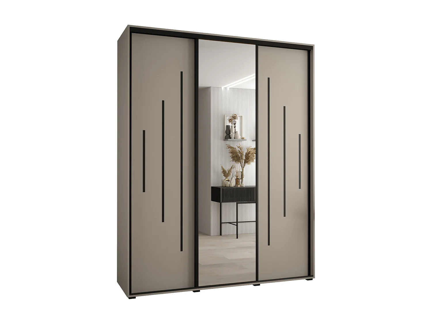 ARMOIRE DAKOTA 13 À PORTES COULISSANTES 235,2/190/60 3 portes (Cashmere/Noir)
